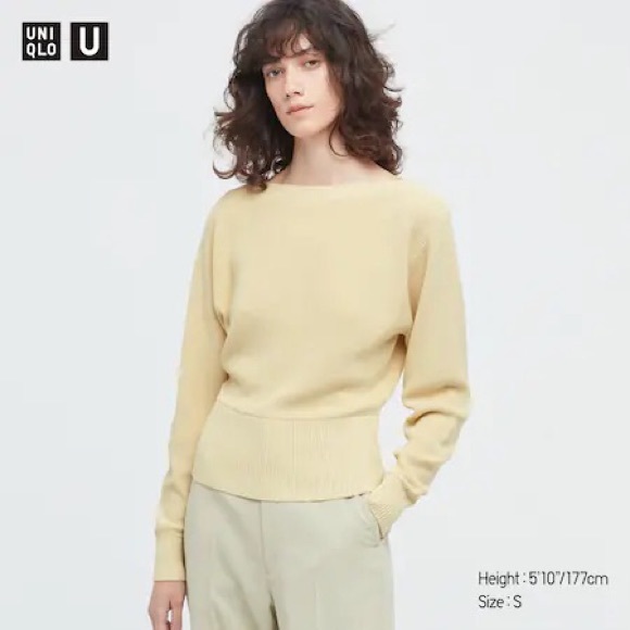 Uniqlo Sweaters - Uniqlo High Twisted Cotton Boat Neck Knit Sweater in 40 Cream Size Medium